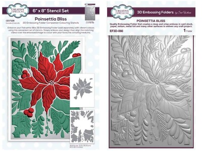 Creative Expressions 3D 5''X7'' EMBOSSING FOLDER + Companion Coloring Stencils Set