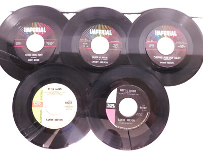Sandy Nelson rock Lot of 5- 45s Day Train bw Peter Gunn bw Kitty's Theme