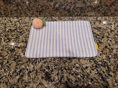 Ipsy Glam Makeup Bag April 2024 Blue White Canvas Peach Zipper Bag Only NEW