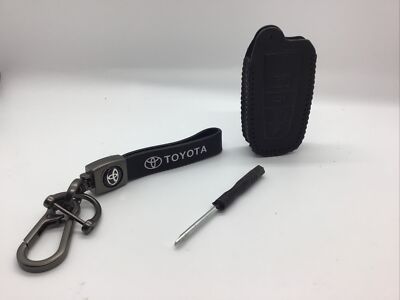 Leather Key Fob Cover & Key Chain for Toyota #2462 See Below For Compatibility