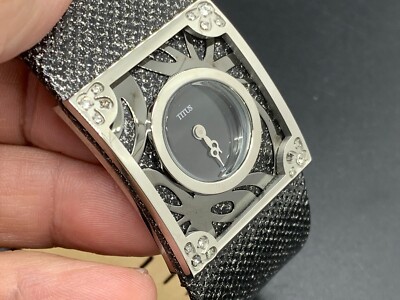 Titus 06-1124 Black Dial Black Leather Strap 3 Atm s/s Quartz Women's Wristwatch