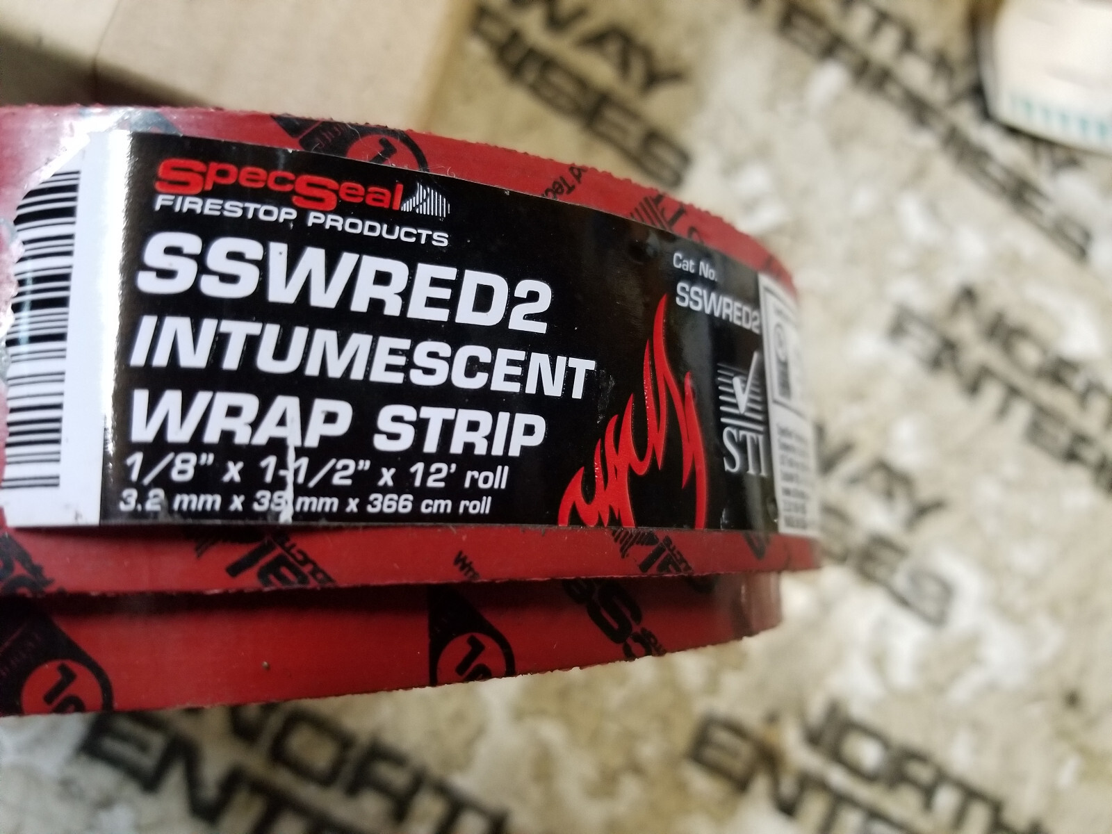 SSWRED2 STI 12FT ROLL Fire Barrier Wrap Strip,12 ft. - Picture 2 of 3