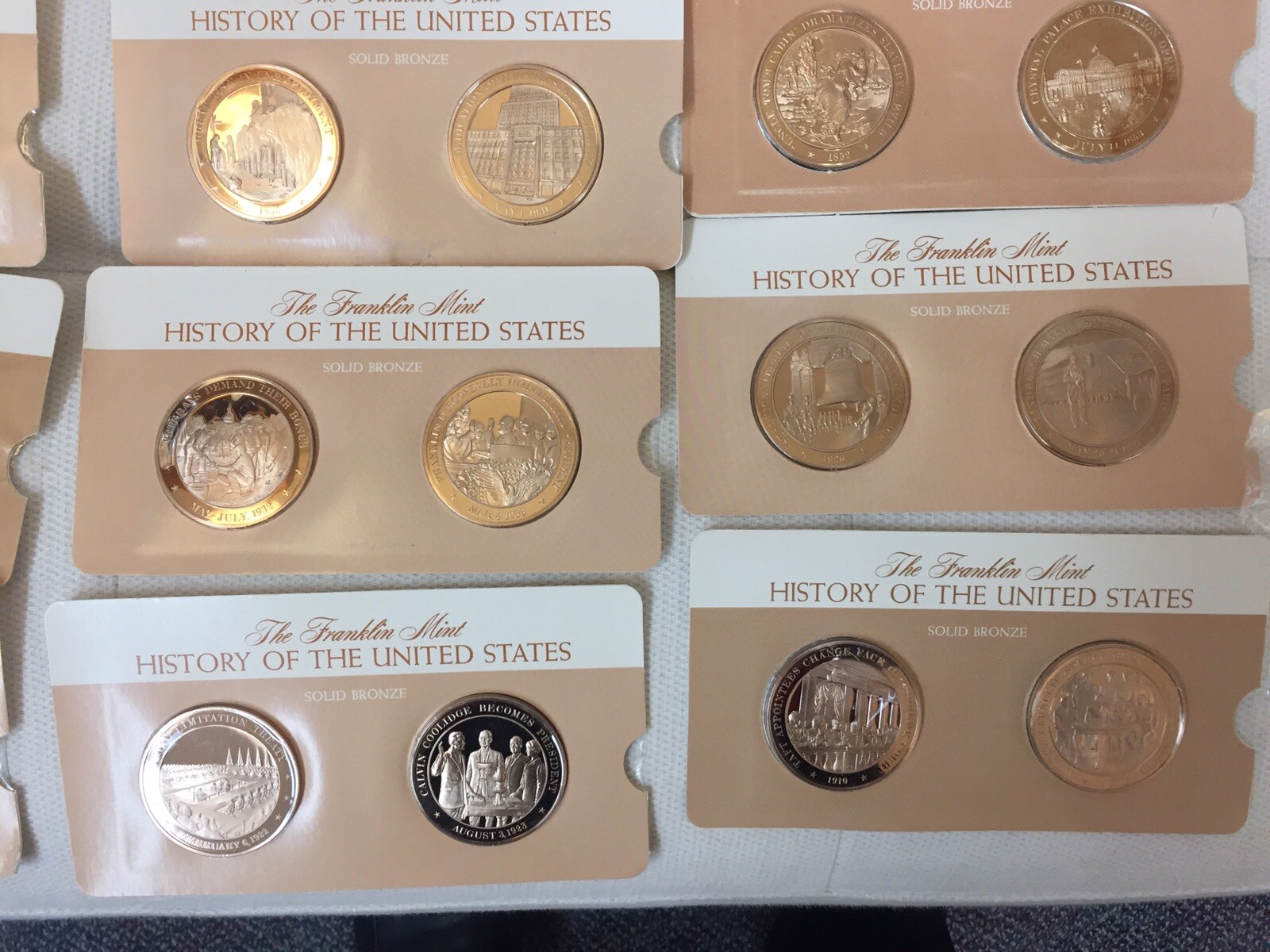 60 FRANKLIN MINT HISTORY OF THE UNITED STATES COMMEMORATIVE SOLID BRONZE COINS