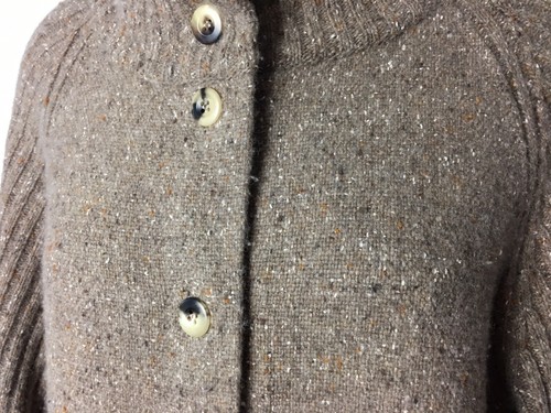 Eileen Fisher Tan Brown Orange Tweed Lambswool Angora Silk Long Sweater L Flawed