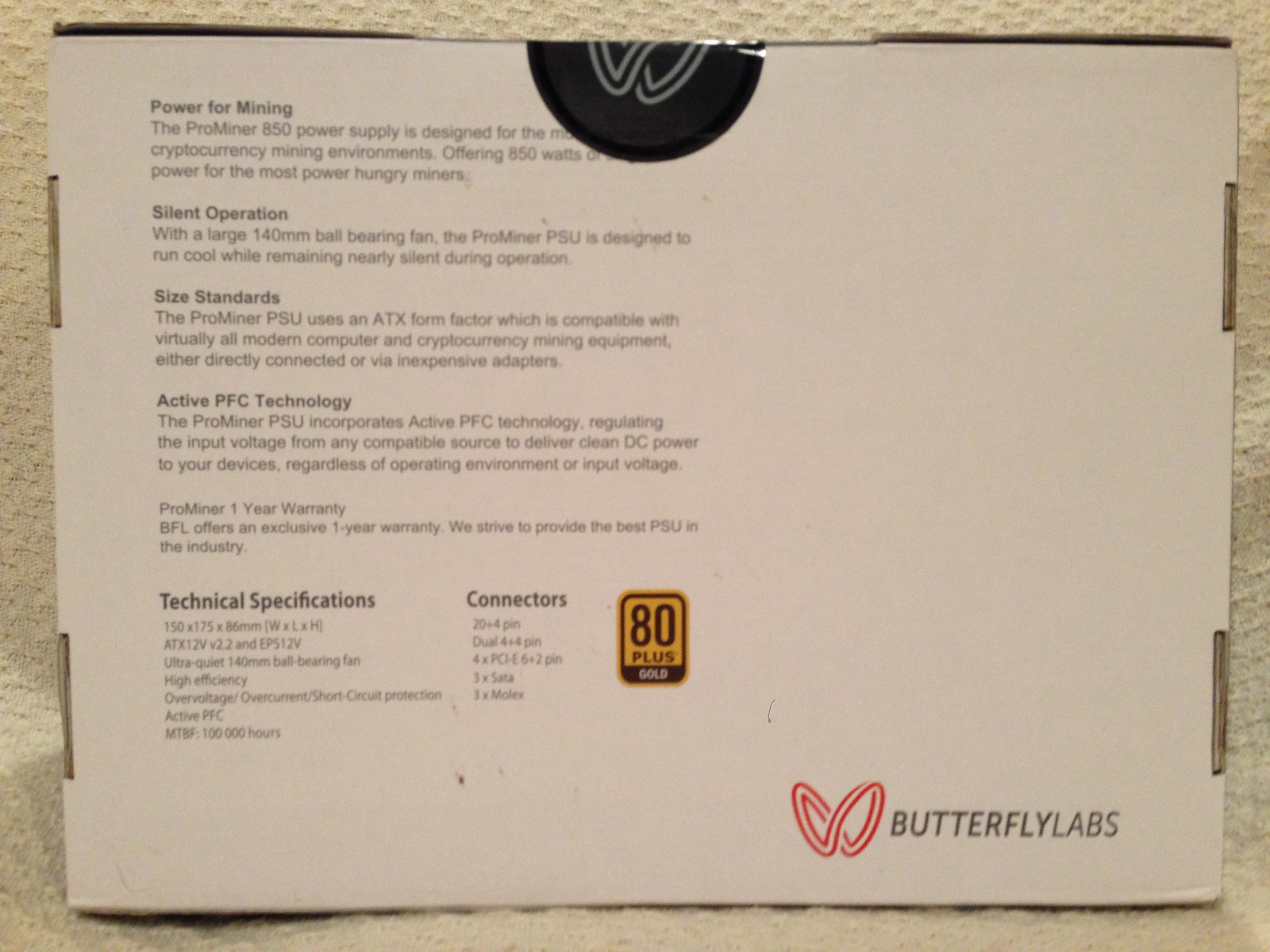 Butterfly Labs BFL 850W 80+ Gold ATX Fully Modular Power Supply New Lot of 12