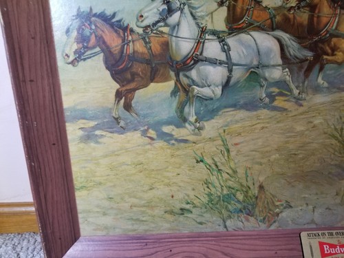 Original 1952 Budweiser  Attack On The Overland Stage 1860 Print Beautiful cond.
