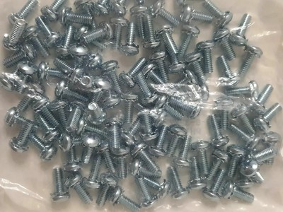 100 Pack Bag of 8-32 x 7/16'' Phillip Pan ext sem ft ms Zinc Screws with Washers