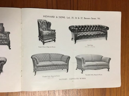 Antique Howard & Sons Furniture Catalog Chairs Sofas Price List Illustrated