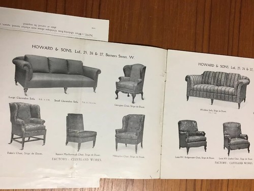 Antique Howard & Sons Furniture Catalog Chairs Sofas Price List Illustrated