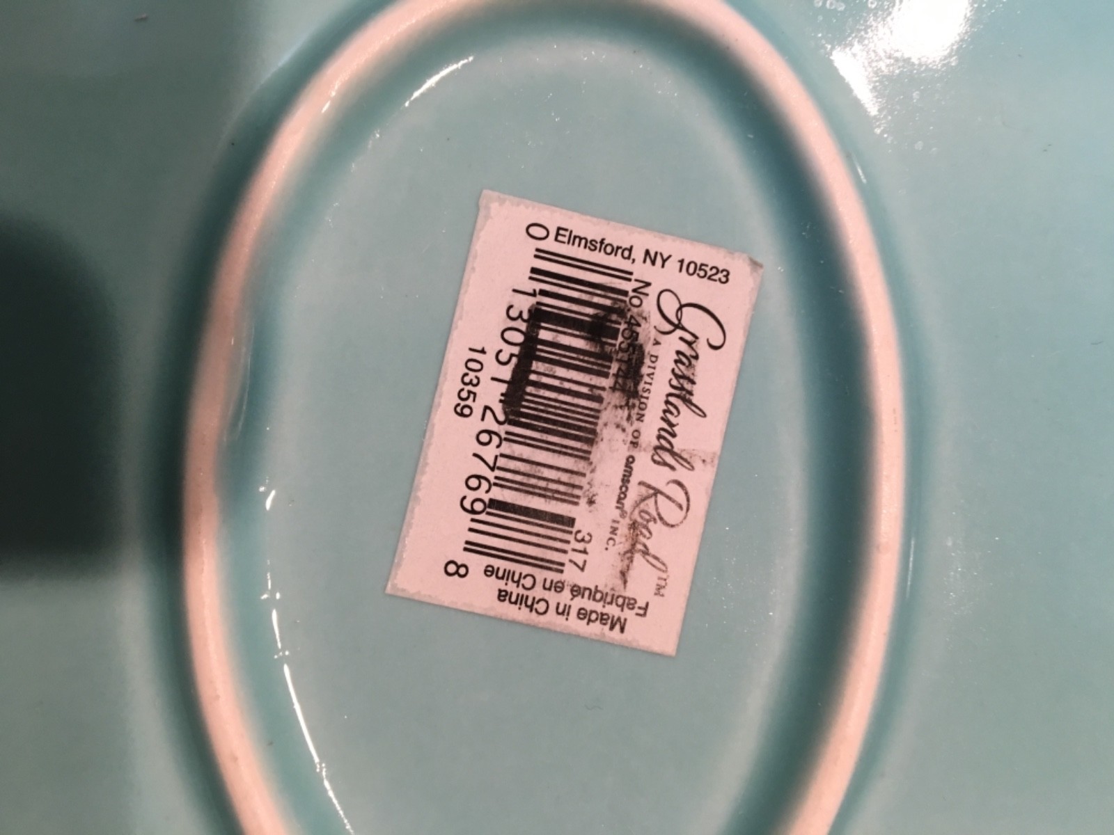 GRASSLAND ROAD  PLATTER GREEN BLUE MULTI FROG LILY PAD EUC