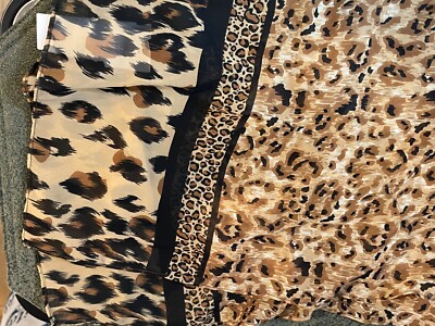 NEW Cejon BROWN & BLACK LEOPARD Polyester Scarf - VINTAGE