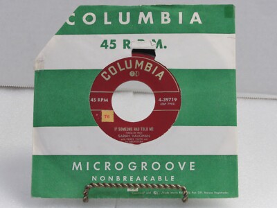 Sarah Vaughan 45 If Someone Had Told Me / Corner to Corner Columbia 4-39719 1952