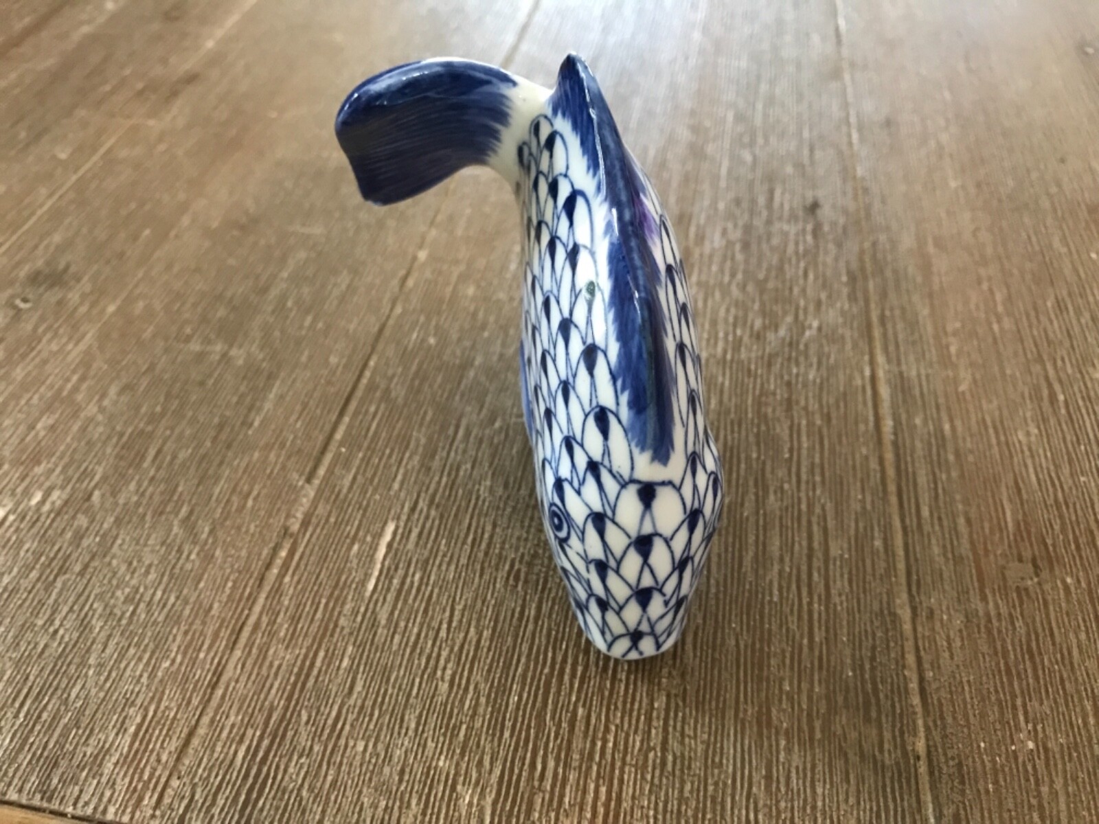 VTG Blue and White Porcelain Fish Figurine Decoration by Andrea by Sadek