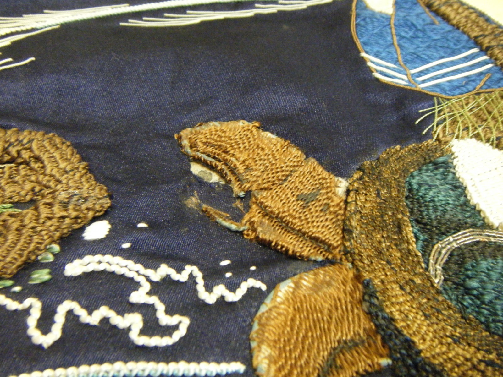 Rare Embroidered Antique Meiji Japanese Silk Fukusa Gift Covering Tapestry