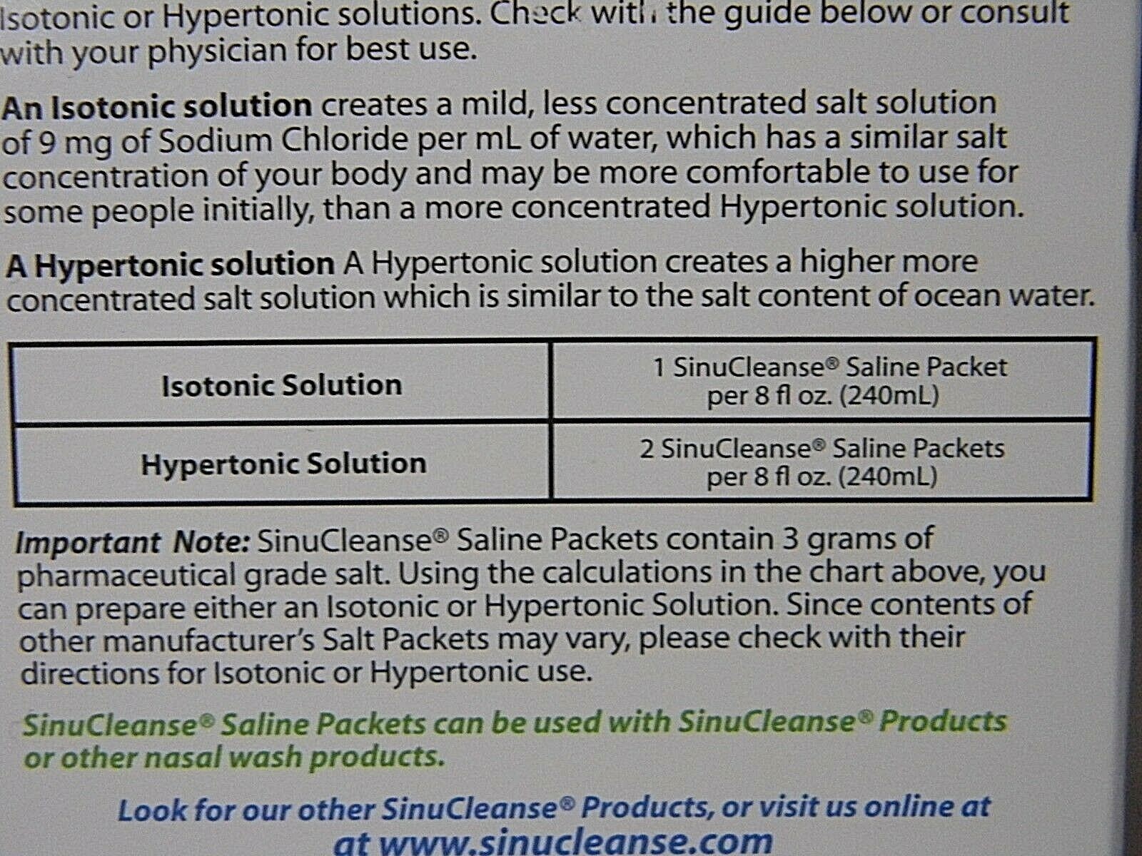 SinuCleanse All-Natural Saline Packets.1 oz each 60 Packets per Box Exp 1/2021