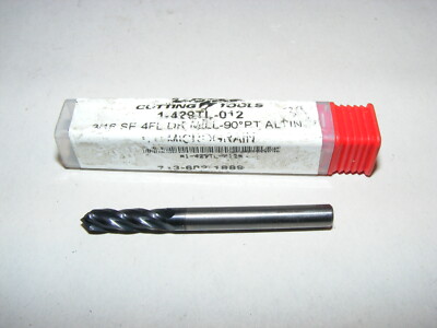 US22 Cutting Tools 1-429TL-012 3/16 SE 4FL DR MILL-120° PT End Mill (HOU) A3