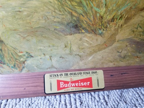 Original 1952 Budweiser  Attack On The Overland Stage 1860 Print Beautiful cond.