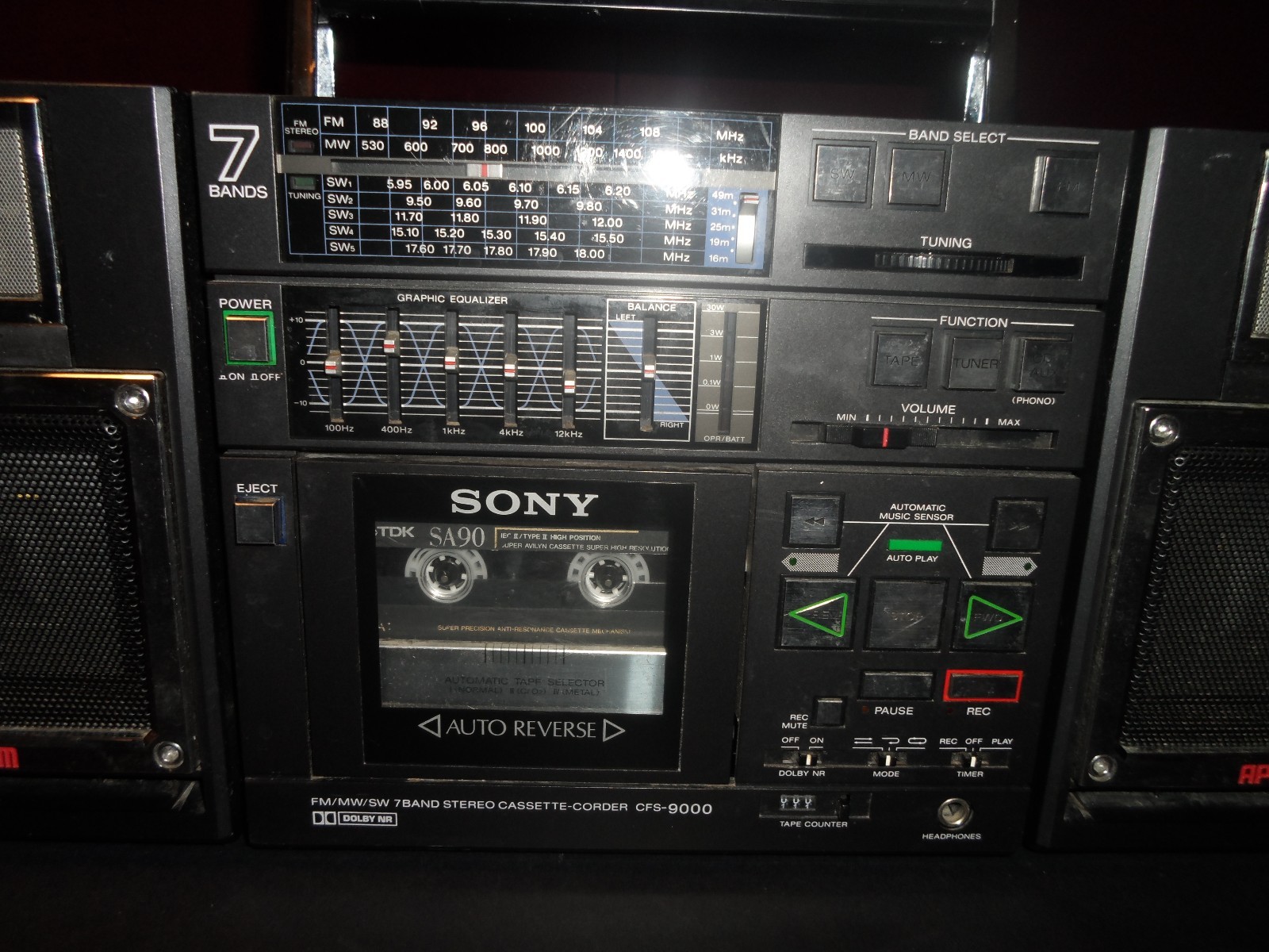 RARE Vintage SONY CFS-9000 80's Boom Box Cassette Stereo GHETTO Blaster Speaker