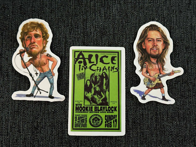 Lot (3) ALICE IN CHAINS 1 1/2'' to 2 1/2'' Band STICKERS Staley Cantrell FREE SHIP