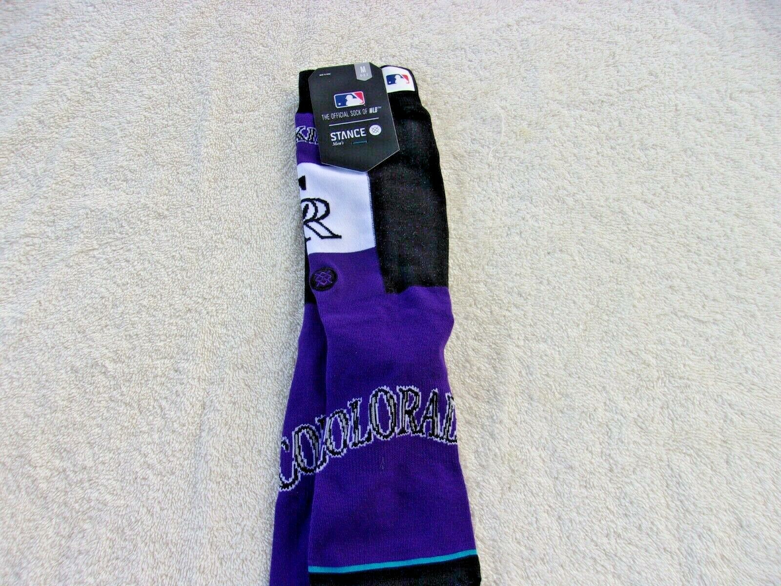 NWT Stance baseball socks, men's M, 6-8.5, Colorado Rockies, black & purple