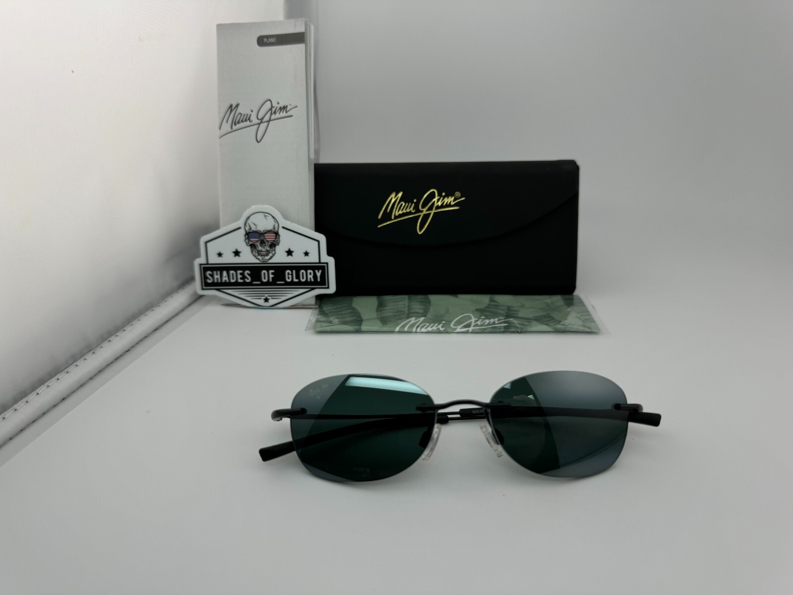 Pre-owned Maui Jim Aki Aki Mj 333-02 Black Neutral Grey Polarized Rimless Sunglasses