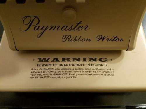 Vintage Collectible Paymaster Ribbon Writer! Series 8000 Business Check! USA!