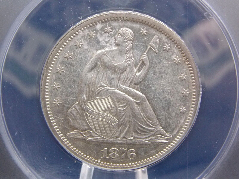 1876 "S" Seated Liberty Half Dollar 50c ANACS AU55 Details