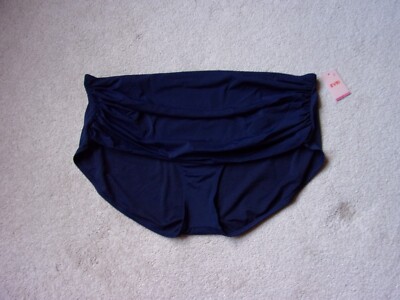 Women s EVRI Shirred Front High Waist Swim Bottom Plus Size 4X (28W-30W) Navy