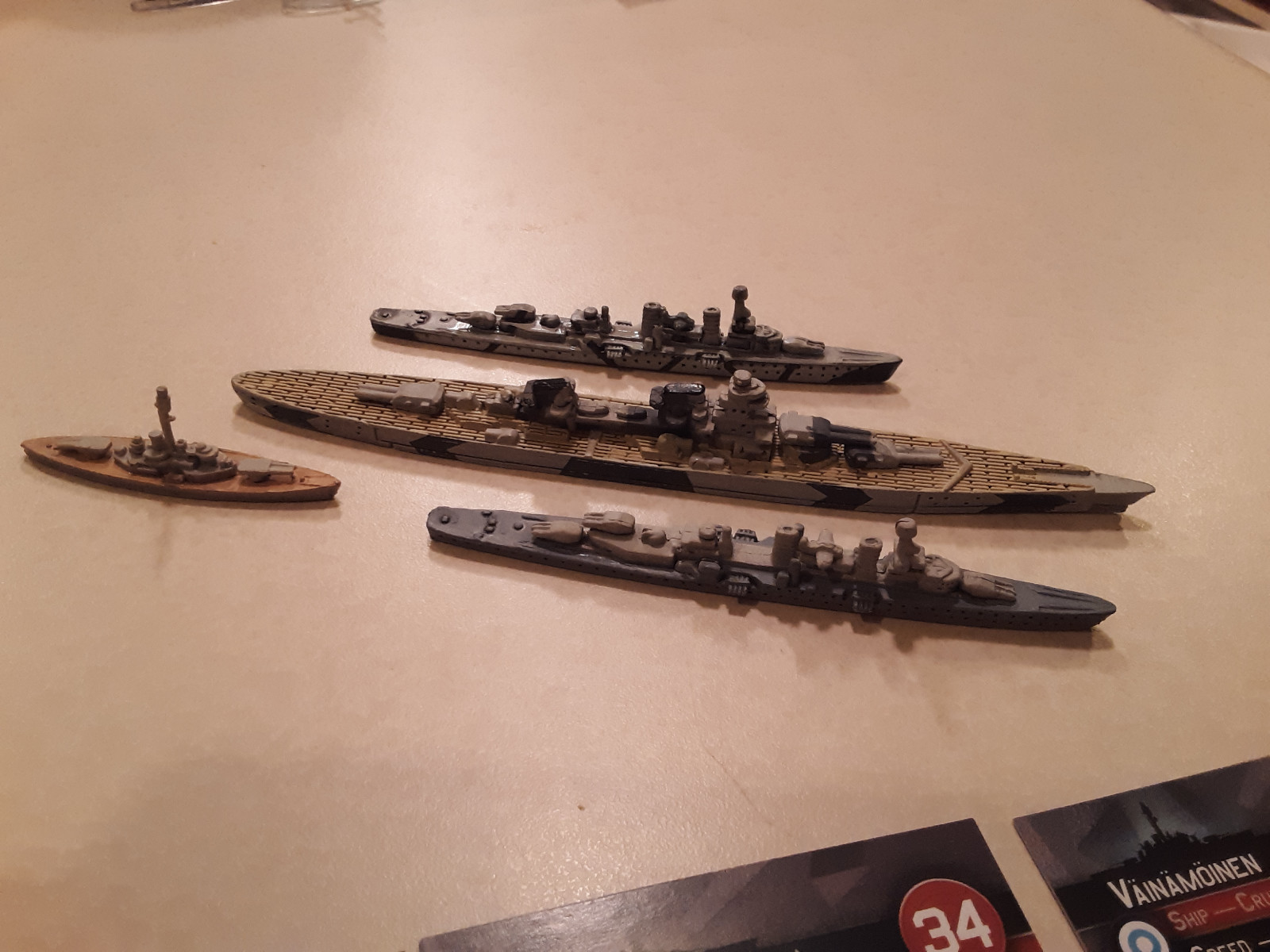 Axis and Allies War at Sea Battleship Moltke and Others Lot of 4 With Cards