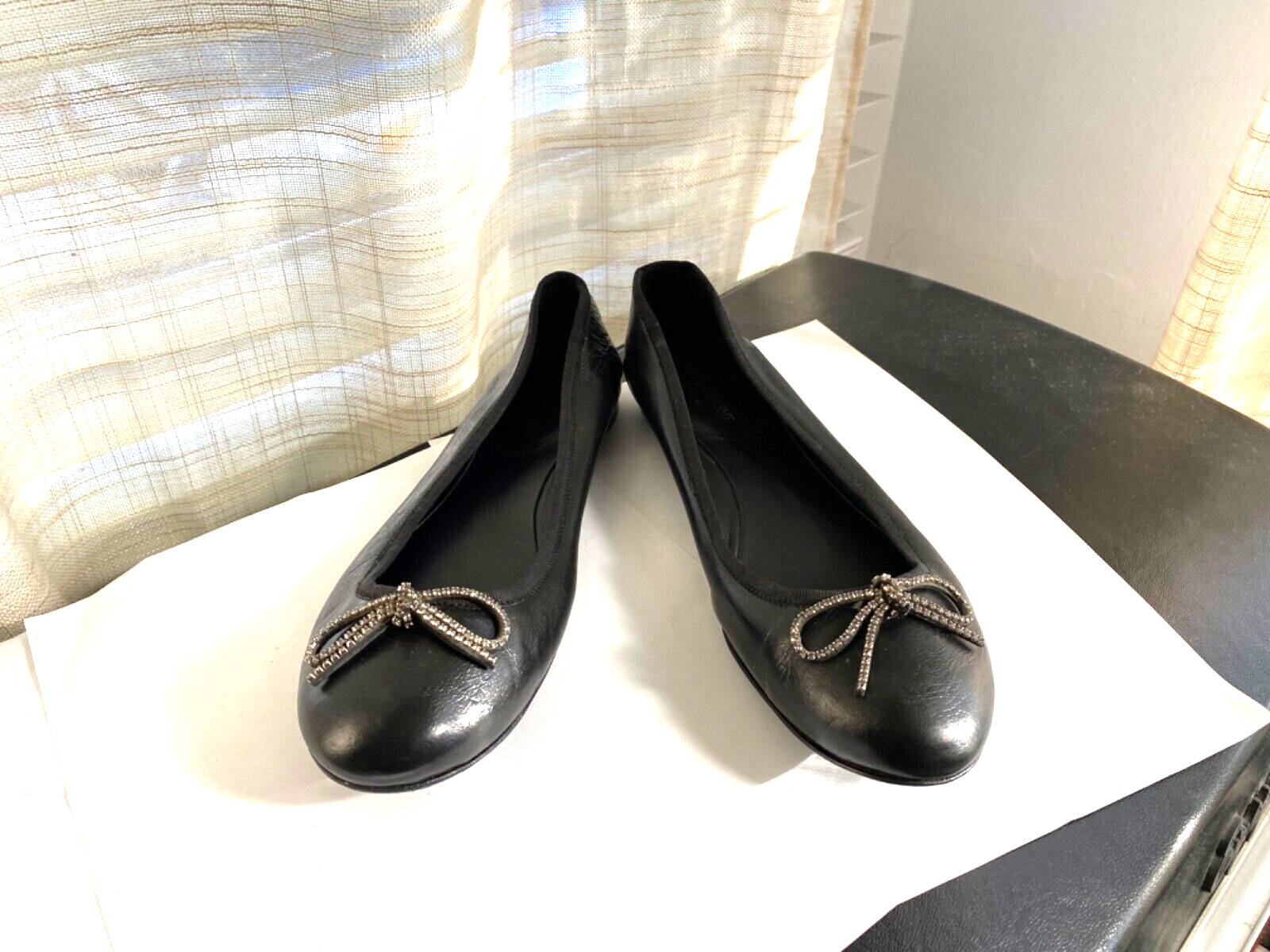 【関税&送料込】Saint Laurent Ballerina Flats Black Poppy crêpe satin ballet flats in black - Saint Laurent