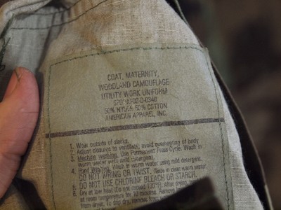 US Army M81 Woodland Camo Maternity BDU Uniform Field Jacket, Size 18L