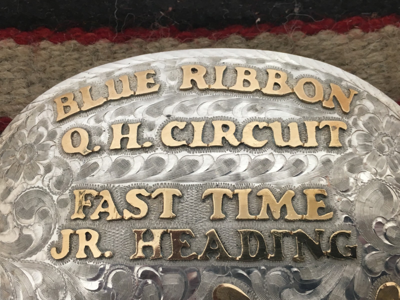 BLUE RIBBON ROPING TROPHY BUCKLE STERLING