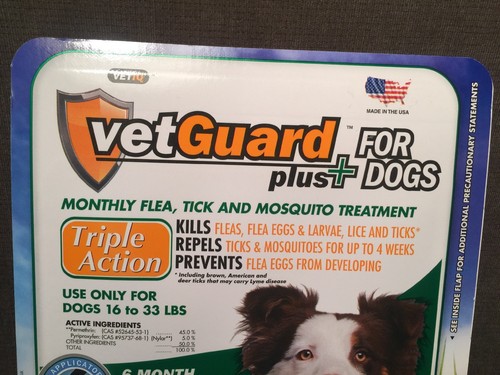 VetGuard Plus Flea & Tick Treatment for Medium Dogs 16-33 lbs 6 Month Supply