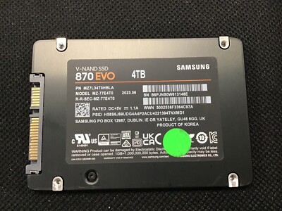 Samsung V-NAND 870 EVO 4TB SATA III 6GBPS 2.5 SSD MZ7L34T0HBLA MZ-77E4T0 TESTED