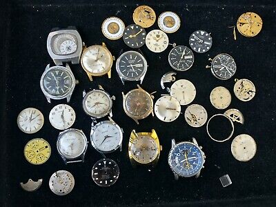 Vintage Watch Movements Parts Lot. Tag Heuer 1000 Bulova Seiko Chronograph Diver