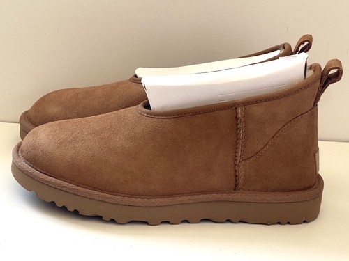 UGG CLASSIC MINI ブラウン US 09 UGG CLASSIC ULTRA MINI CHESTNUT Men's Suede Slip On Boots