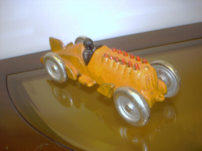 Vintage Hubley Cast Iron Toy Race Car With Moving Pistons 