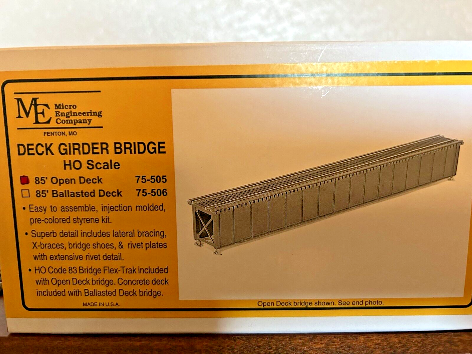 85 foot OPEN DECK GIRDER BRIDGE with BRIDGE TRACK -&nbsp;HO Scale - KIT 75505 - NEW