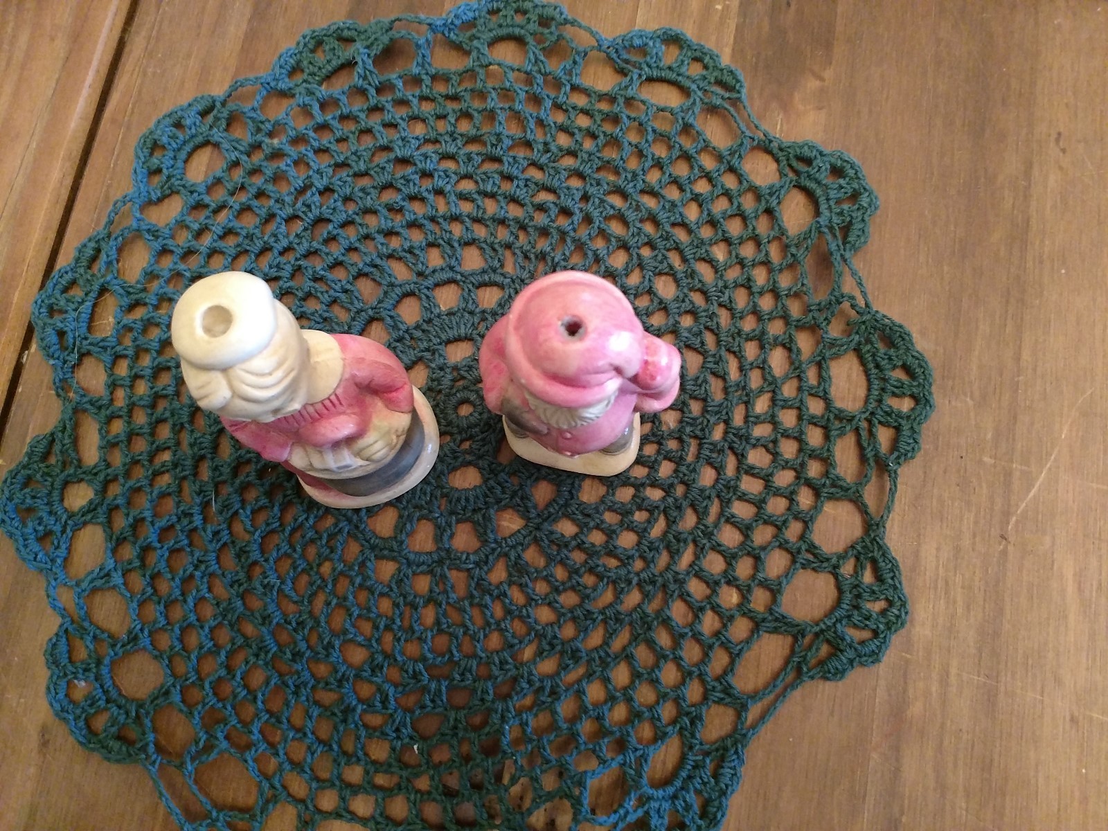 Vintage - Mr and Mrs Santa Claus miniature candle holders