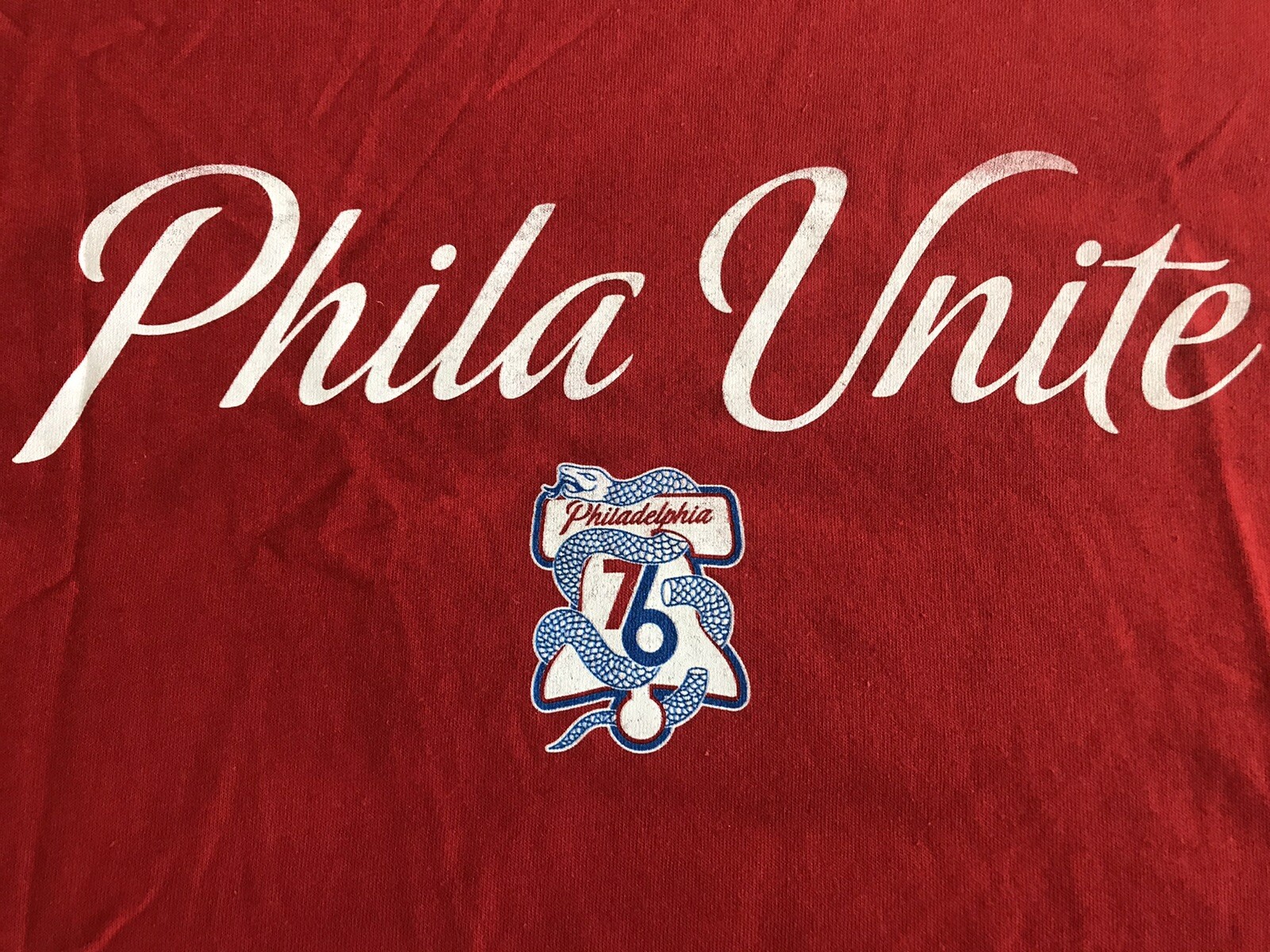 New Nba Philadelphia 76ers Sixers Phila Unite Snake Xl Red Tee Shirt By Gildan Sportscards Com