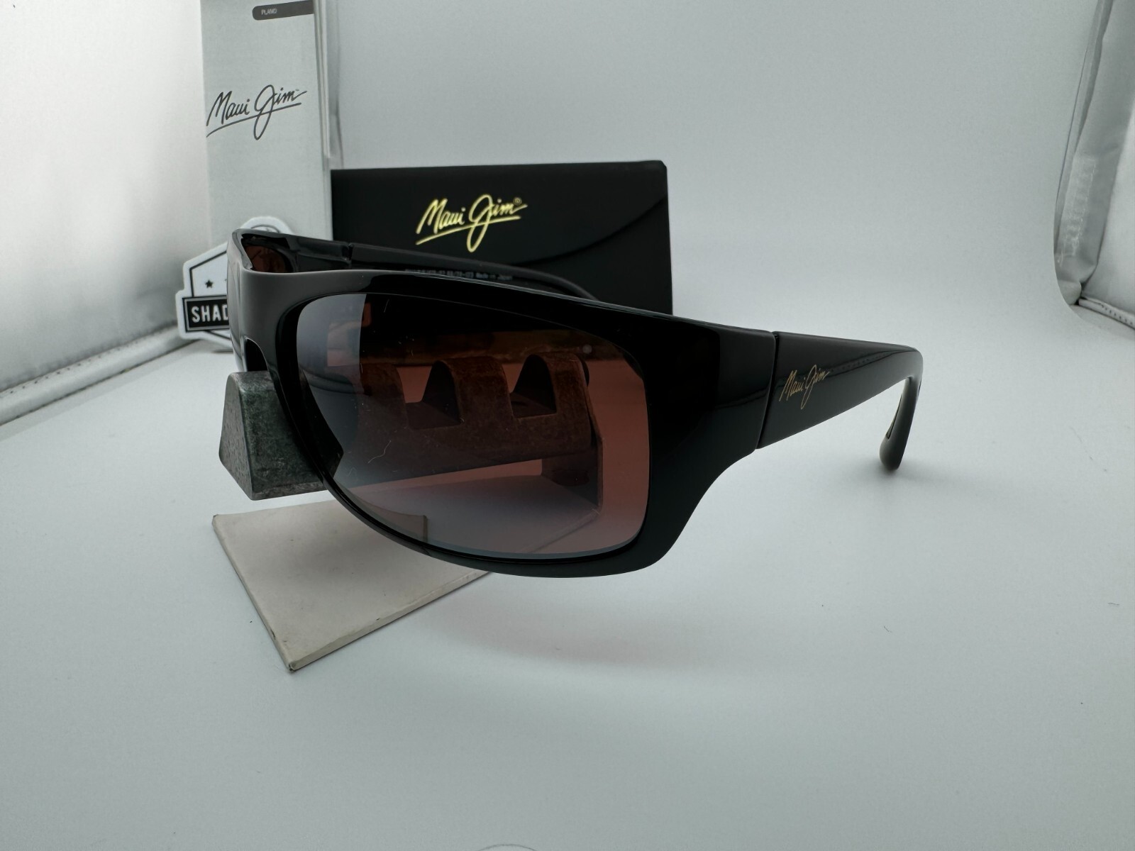 Pre-owned Maui Jim Haleakala Mj 419-02 Gloss Black Maui Rose Red Polarized Sunglasses In Pink