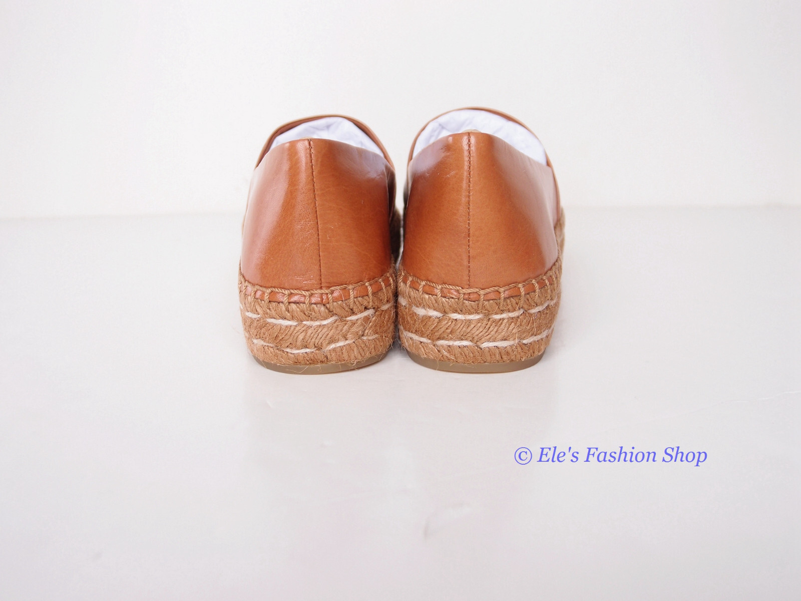 Pre-owned Tory Burch Ines Platform Leather Espadrille Tan Us 7 7.5 8 8.5 9 9.5 10.5 In Brown