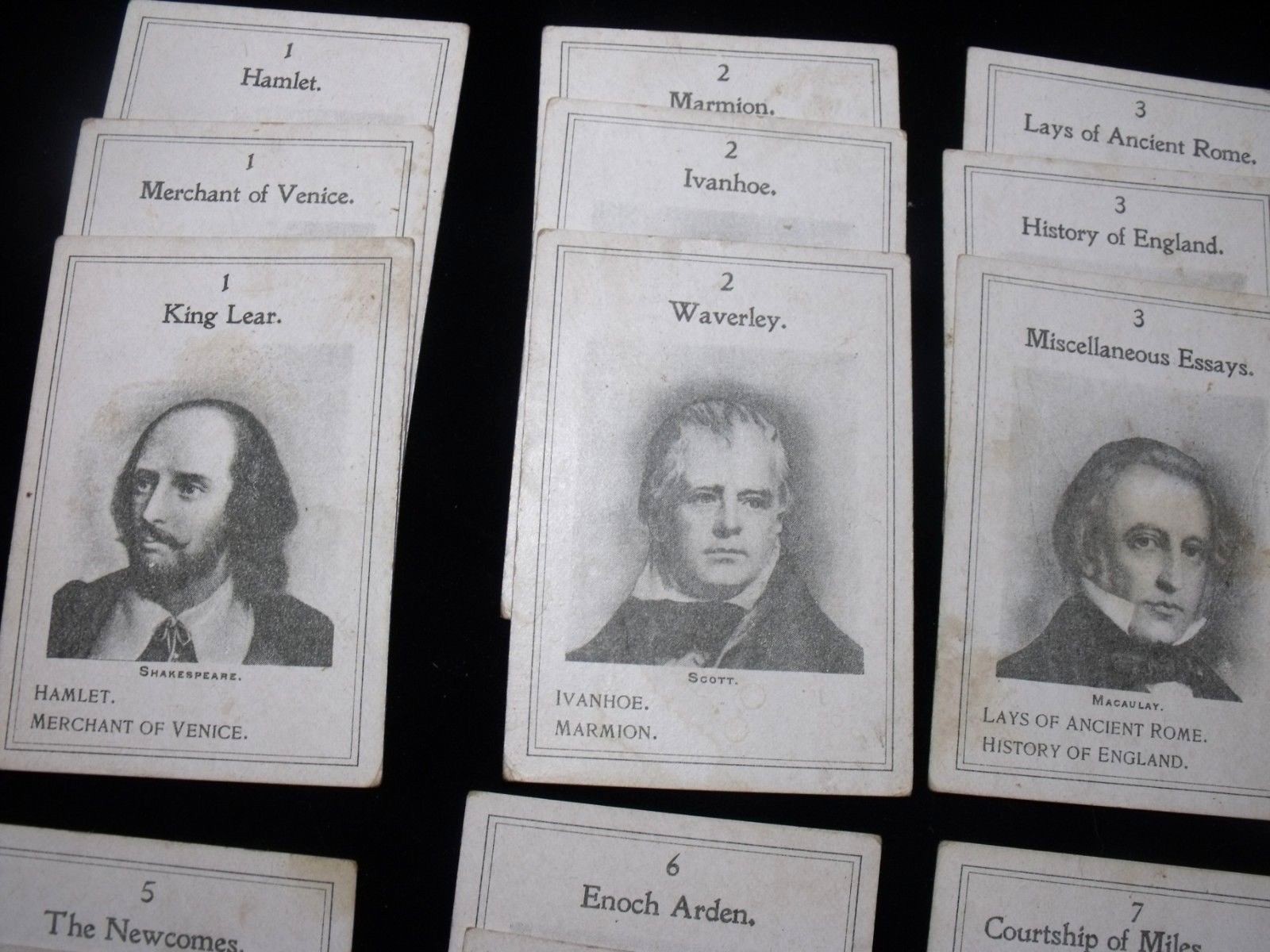 Vintage GAME OF AUTHORS Illustrated Game - Lot of 35 cards 1900's Era