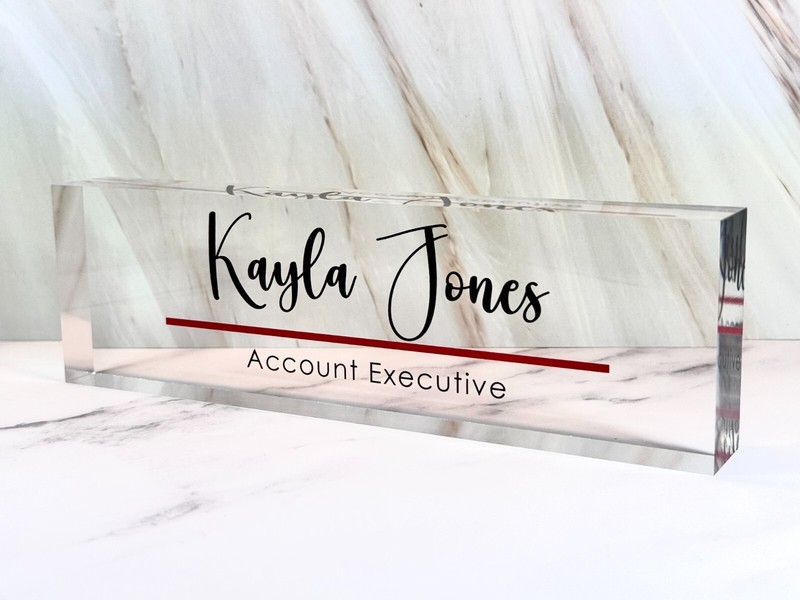 Custom Acrylic Nameplate Plaque Desktop Sign Office Minimalist Personalized Gift