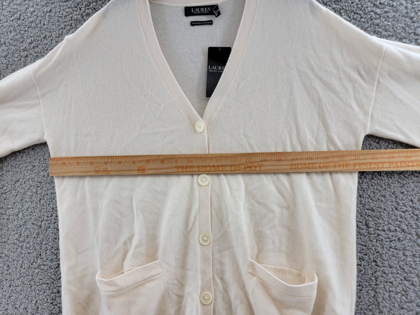 Lauren Ralph Lauren Umatilla Cashmere Cardigan Sweater Women's M Winter Cream~ - Picture 6 of 12