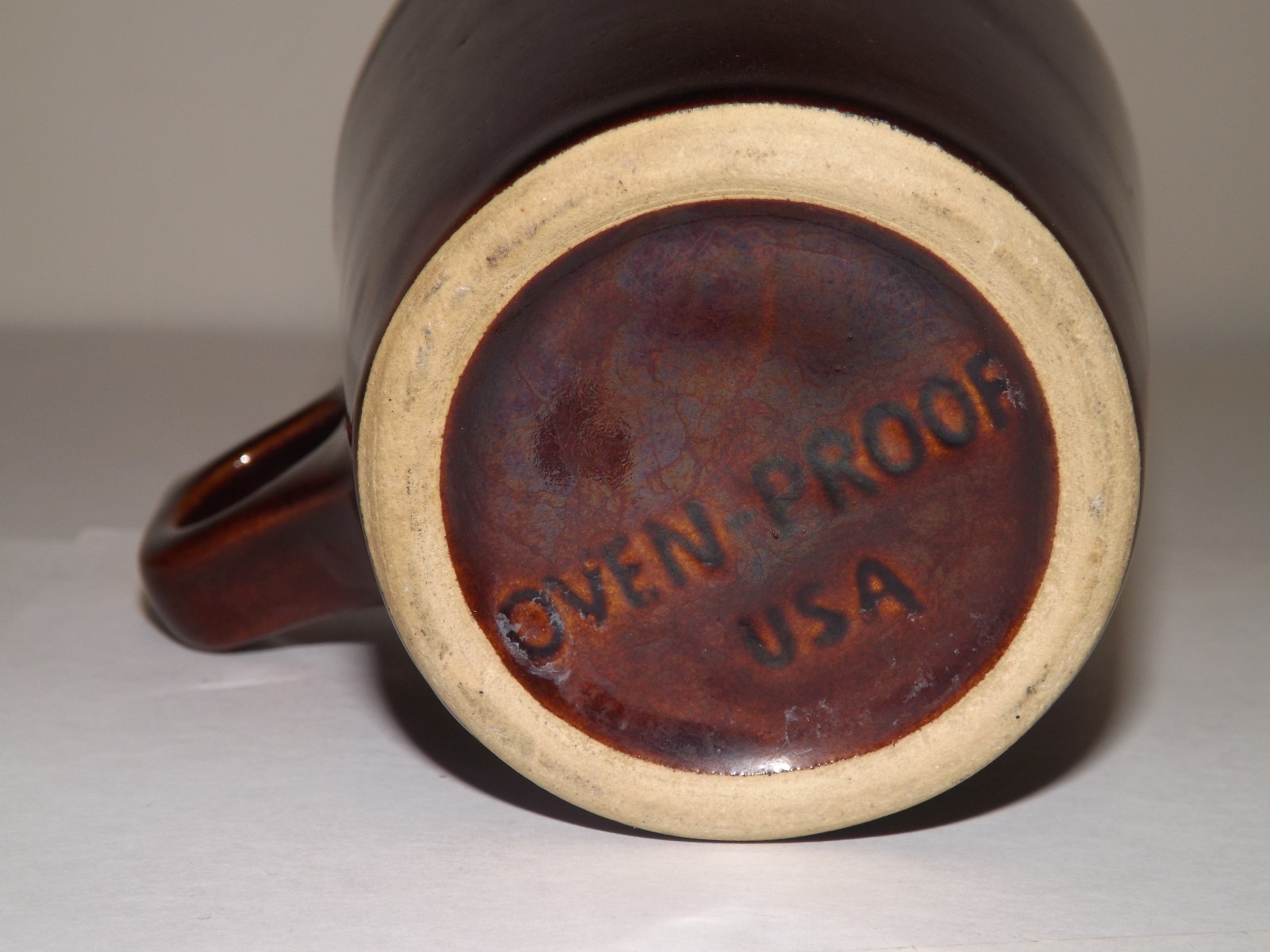 USA OVEN PROOF MARKED BROWN DRIP COFFEE MUG CUP
