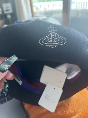 Vivienne Westwood beret hat cap Black orb embroidery wool Vivienne Westwood beret hat cap Black orb embroidery wool