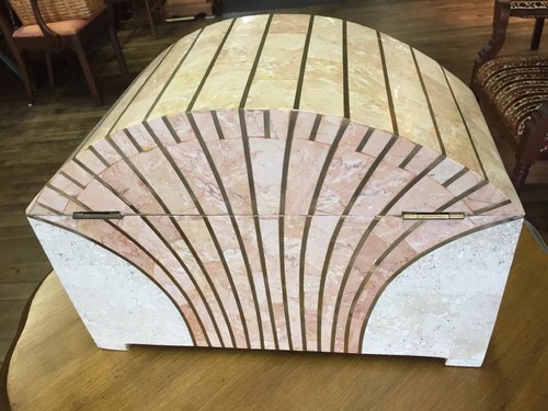 Large Trinket Box Tessellated Stone Treasure Chest Casa Bique Brass Inlay