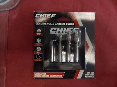CHIEF CH2DC 2'' Double Cut Genuine Solid Carbide Burrs (4pc) New!