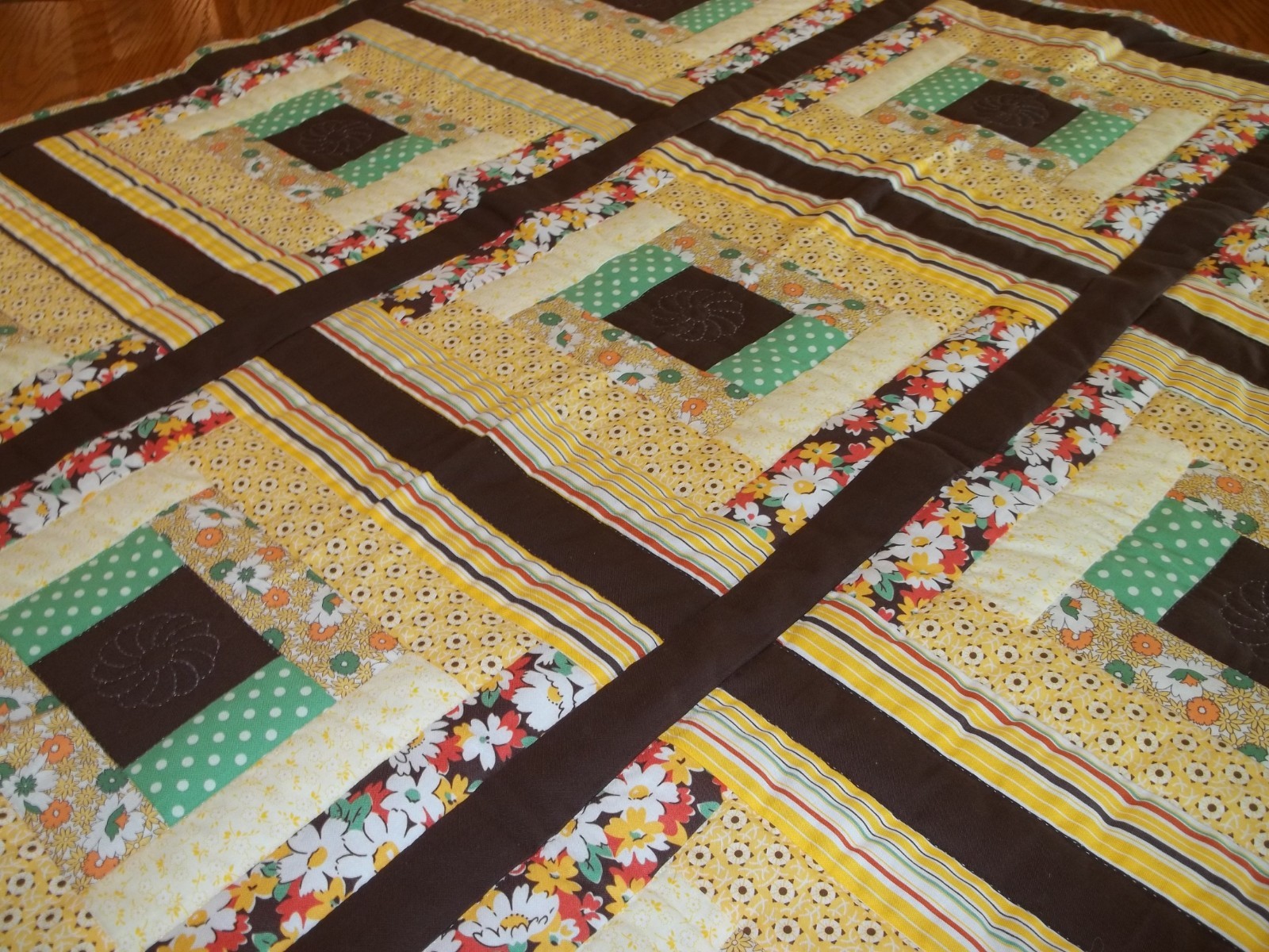 30's Prints Tablecloth/Table Topper, Handcrafted & Hand Quilted, 41 1/2